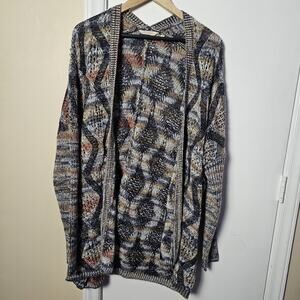 Soft Surroundings Pendley Open Knit Cardigan Sweater Long Womens L/XL Grunge